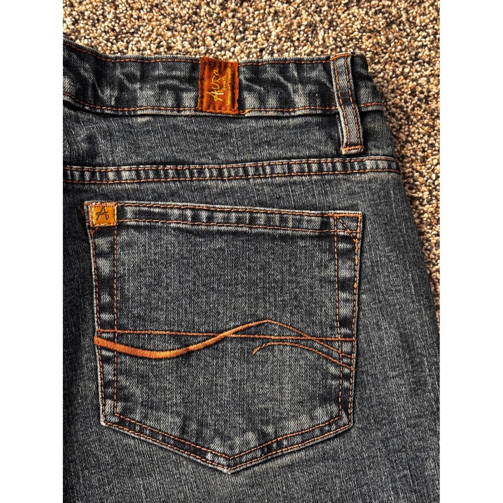 Aura WRANGLER Bootcut vintage Jeans Dark Wash Denim Pockets Women's 10Petite - Picture 3 of 14